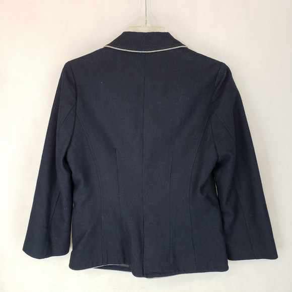 NWOT Sashimi M Navy/Gray Wool Fitted Blazer - Picture 4 of 8